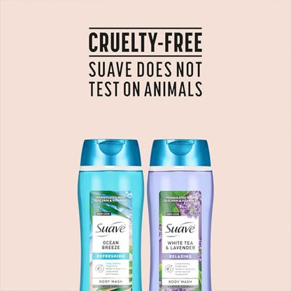 Suave Body Wash Variety 2-Pack: Ocean Breeze & White Tea Lavender – Gentle Body Washes with Fresh Blend Oil Essence, 18 Oz Each Avelisse