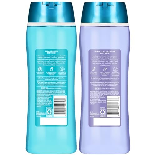 Suave Body Wash Variety 2-Pack: Ocean Breeze & White Tea Lavender – Gentle Body Washes with Fresh Blend Oil Essence, 18 Oz Each Avelisse