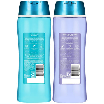 Suave Body Wash Variety 2-Pack: Ocean Breeze & White Tea Lavender – Gentle Body Washes with Fresh Blend Oil Essence, 18 Oz Each Avelisse