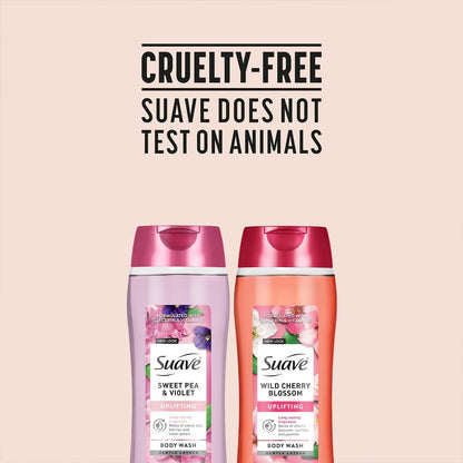 Suave Body Wash Variety 2-Pack: Sweet Pea & Violet + Wild Cherry Blossom – Gentle Floral Body Washes, 18 oz Each Avelisse