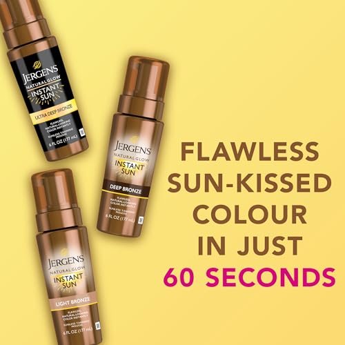 Jergens Natural Glow Instant Sun Bundle: Light Bronze Sunless Tanning Mousse (6 oz) with Applicator Mitt Avelisse