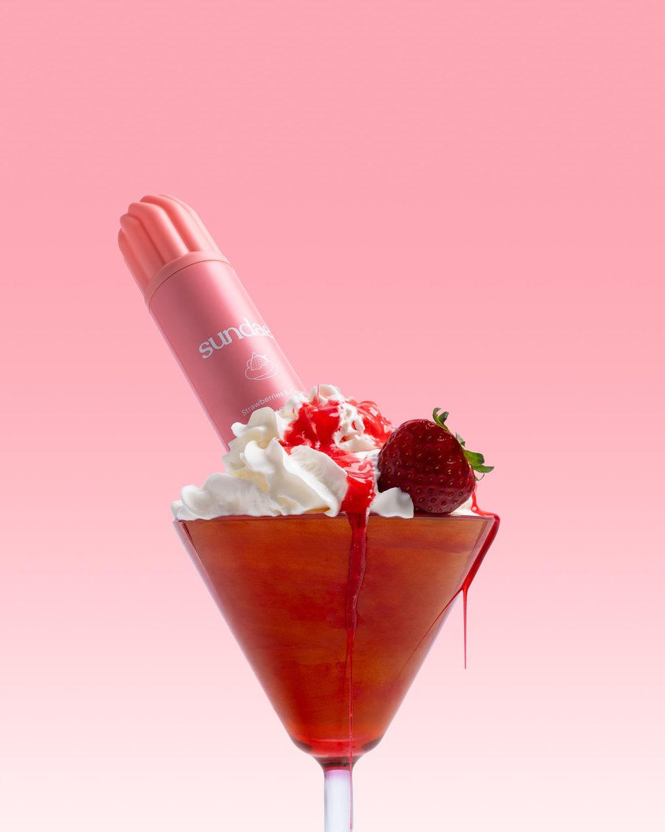 sundae Whipped Shower Foam Strawberries & Cream - Foaming Body Wash with Kakadu Plum & Finger Lime, 8.9 fl oz Avelisse