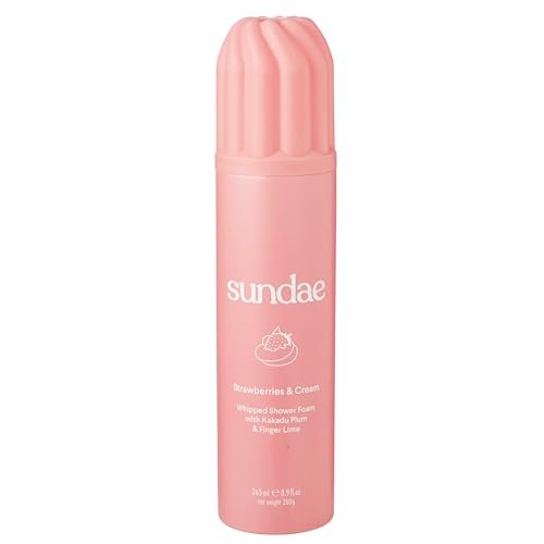 sundae Whipped Shower Foam Strawberries & Cream - Foaming Body Wash with Kakadu Plum & Finger Lime, 8.9 fl oz Avelisse