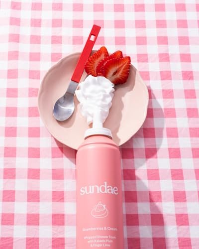sundae Whipped Shower Foam Strawberries & Cream - Foaming Body Wash with Kakadu Plum & Finger Lime, 8.9 fl oz Avelisse
