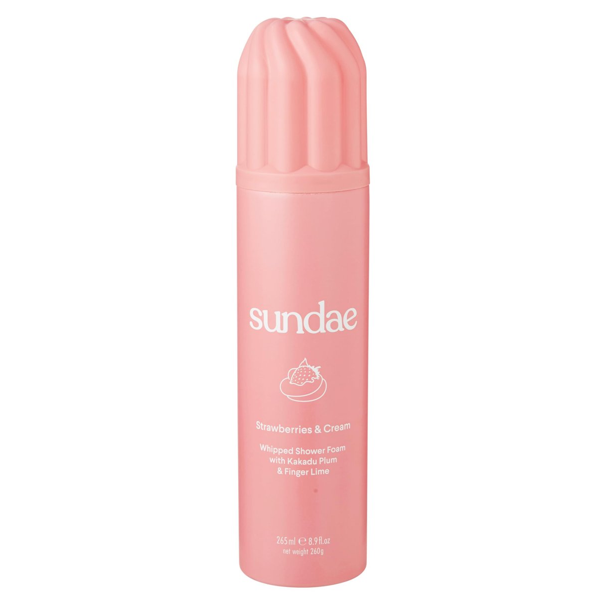 sundae Whipped Shower Foam Strawberries & Cream - Foaming Body Wash with Kakadu Plum & Finger Lime, 8.9 fl oz Avelisse