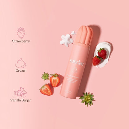 sundae Whipped Shower Foam Strawberries & Cream - Foaming Body Wash with Kakadu Plum & Finger Lime, 8.9 fl oz Avelisse