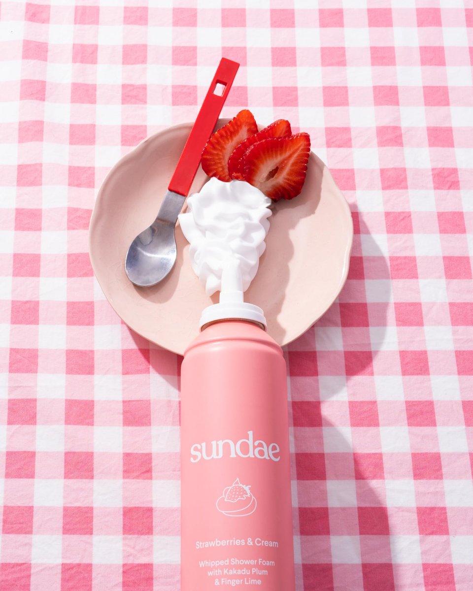 sundae Whipped Shower Foam Strawberries & Cream - Foaming Body Wash with Kakadu Plum & Finger Lime, 8.9 fl oz Avelisse