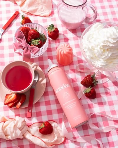 sundae Whipped Shower Foam Strawberries & Cream - Foaming Body Wash with Kakadu Plum & Finger Lime, 8.9 fl oz Avelisse
