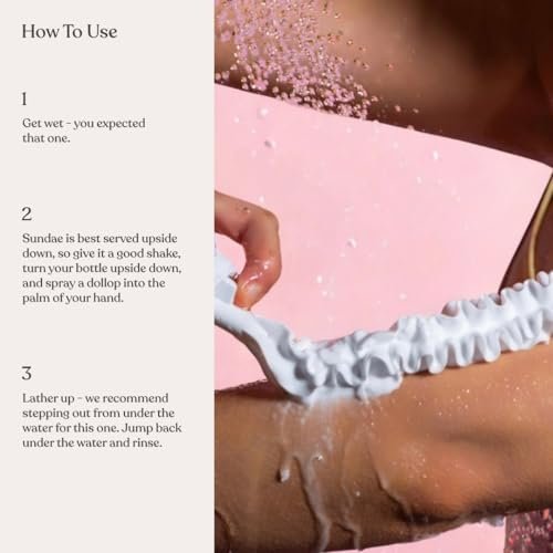 sundae Whipped Shower Foam Strawberries & Cream - Foaming Body Wash with Kakadu Plum & Finger Lime, 8.9 fl oz Avelisse