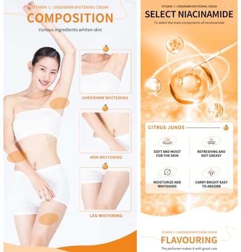 Vitamin C Skin Whitening Cream - Dark Spot Remover & Skin Lightening Cream for Face, Intimate Areas, Neck, Armpit, Elbow, Inner Thigh & Knees | Improves Underarm Dullness & Odor - görsel 12