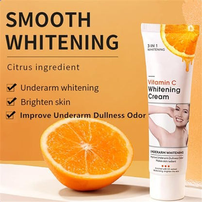 Vitamin C Skin Whitening Cream - Dark Spot Remover & Skin Lightening Cream for Face, Intimate Areas, Neck, Armpit, Elbow, Inner Thigh & Knees | Improves Underarm Dullness & Odor