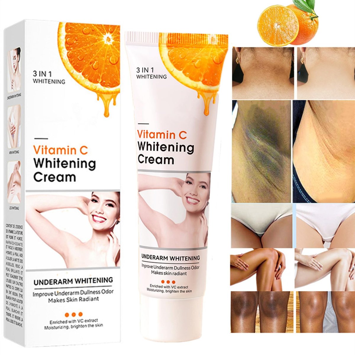 Vitamin C Skin Whitening Cream - Dark Spot Remover & Skin Lightening Cream for Face, Intimate Areas, Neck, Armpit, Elbow, Inner Thigh & Knees | Improves Underarm Dullness & Odor - görsel 1