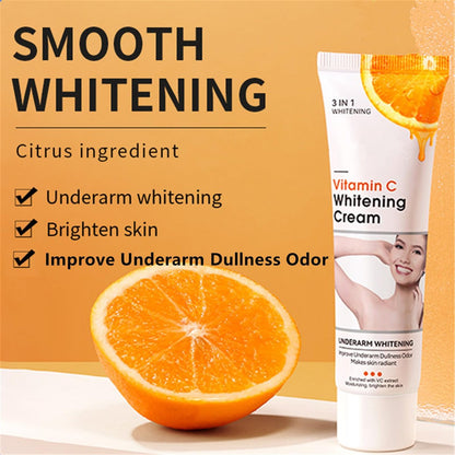 Vitamin C Skin Whitening Cream - Dark Spot Remover & Skin Lightening Cream for Face, Intimate Areas, Neck, Armpit, Elbow, Inner Thigh & Knees | Improves Underarm Dullness & Odor
