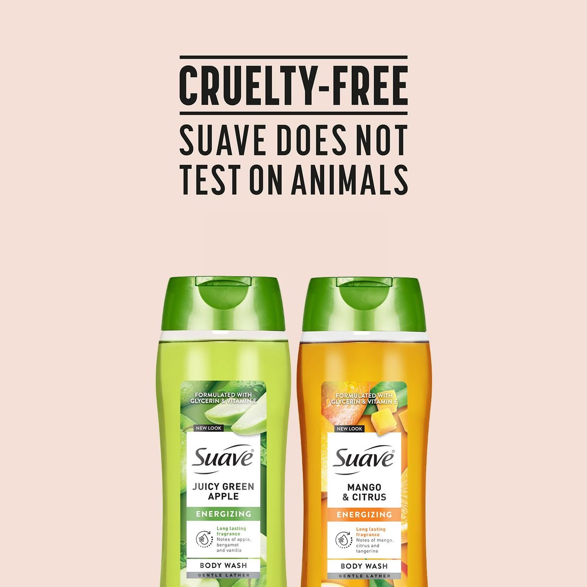 Suave Body Wash Variety 2-Pack: Juicy Green Apple & Mango Citrus - Gentle Body Washes with Fruit Blend Oil Essence, 18 Oz Each Avelisse