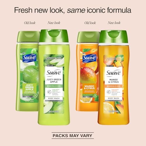 Suave Body Wash Variety 2-Pack: Juicy Green Apple & Mango Citrus - Gentle Body Washes with Fruit Blend Oil Essence, 18 Oz Each Avelisse
