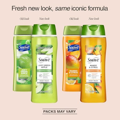 Suave Body Wash Variety 2-Pack: Juicy Green Apple & Mango Citrus - Gentle Body Washes with Fruit Blend Oil Essence, 18 Oz Each Avelisse