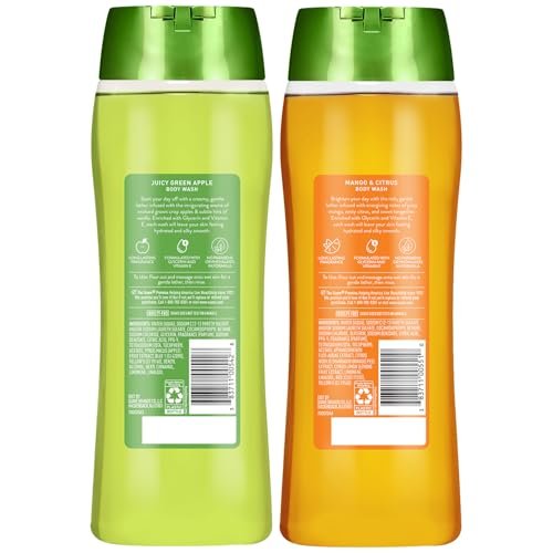 Suave Body Wash Variety 2-Pack: Juicy Green Apple & Mango Citrus - Gentle Body Washes with Fruit Blend Oil Essence, 18 Oz Each Avelisse