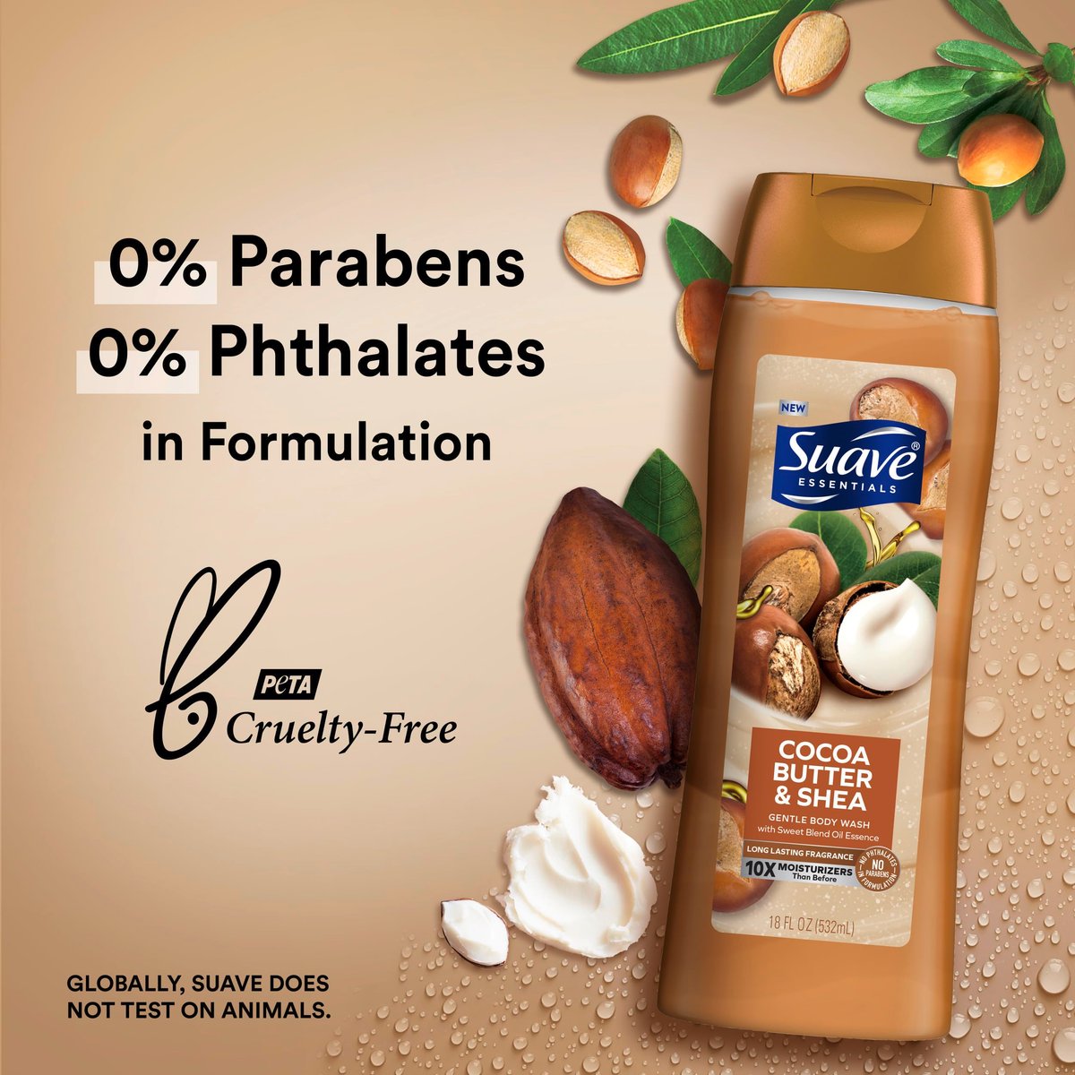 Suave Body Wash Variety 2-Pack: Milk & Honey + Cocoa Butter & Shea – Gentle Body Washes with Sweet Blend Oil Essence, 18 Oz Each Avelisse