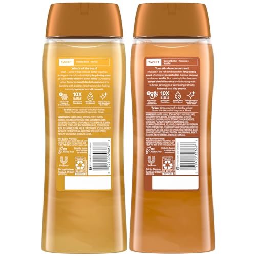 Suave Body Wash Variety 2-Pack: Milk & Honey + Cocoa Butter & Shea – Gentle Body Washes with Sweet Blend Oil Essence, 18 Oz Each Avelisse