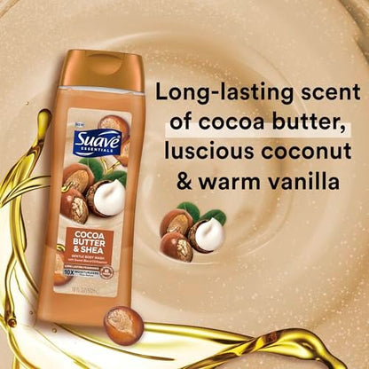 Suave Body Wash Variety 2-Pack: Milk & Honey + Cocoa Butter & Shea – Gentle Body Washes with Sweet Blend Oil Essence, 18 Oz Each Avelisse