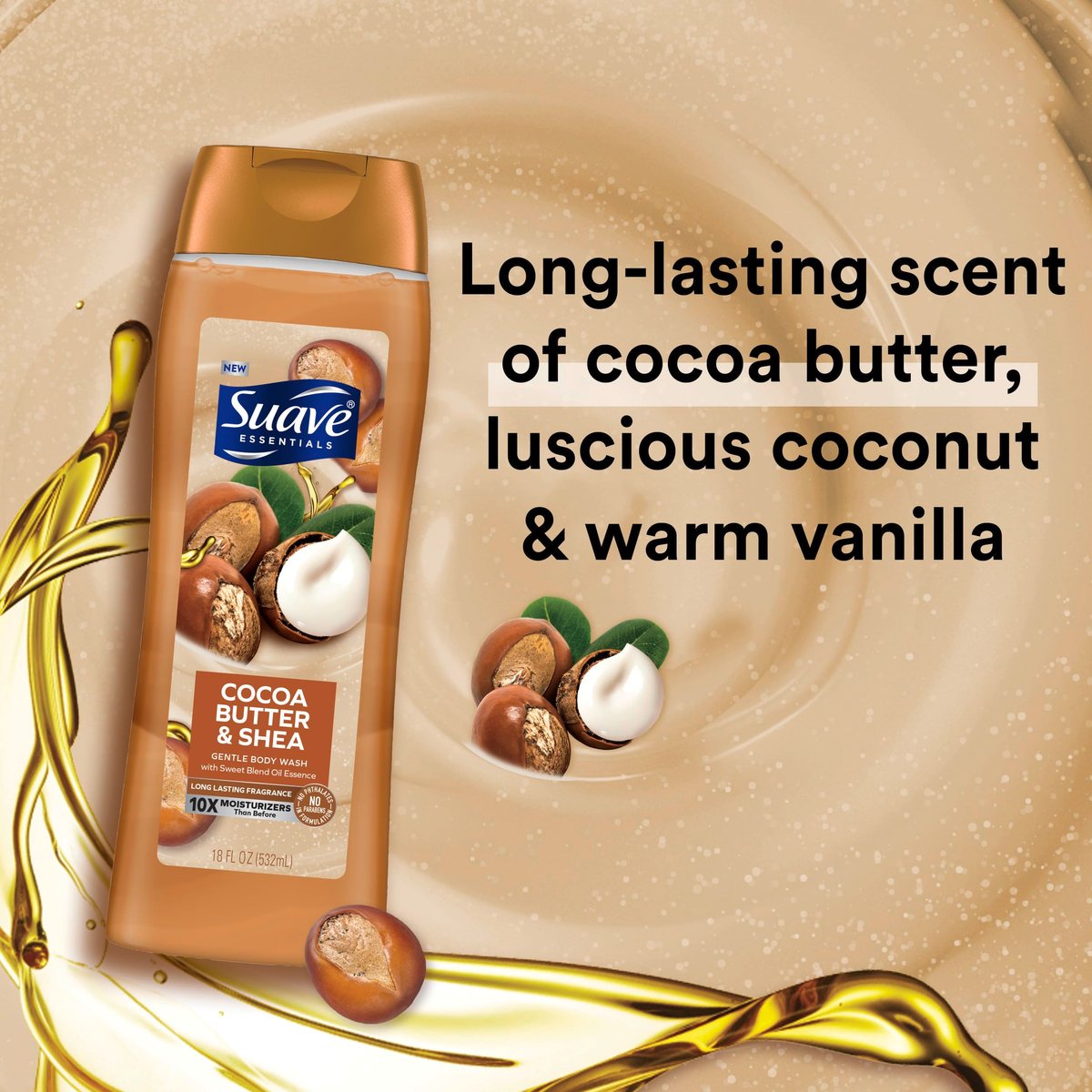 Suave Body Wash Variety 2-Pack: Milk & Honey + Cocoa Butter & Shea – Gentle Body Washes with Sweet Blend Oil Essence, 18 Oz Each Avelisse