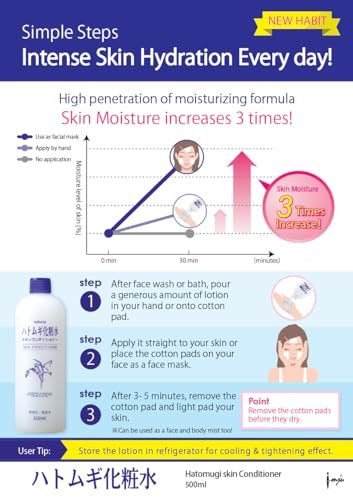 Imju Naturie Hatomugi Skin Conditioner Job's Tears Lotion 500ml - Hydrating & Soothing Facial Toner Avelisse