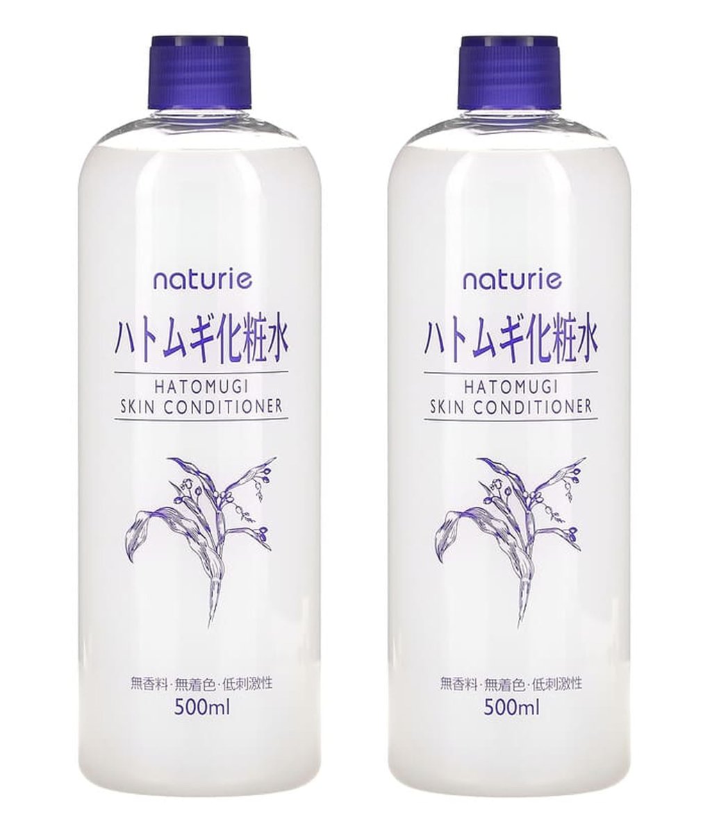 Naturie Adlay (Hatomugi) Skin Conditioner Lotion Toner 500ml - Coix Seed Extract, 2-Pack Bundle Avelisse