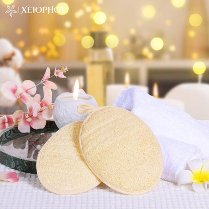 Xeiophoy 2-Pack Natural Loofah Exfoliating Body Scrubber for Bath – Premium Shower Sponge for Women and Men