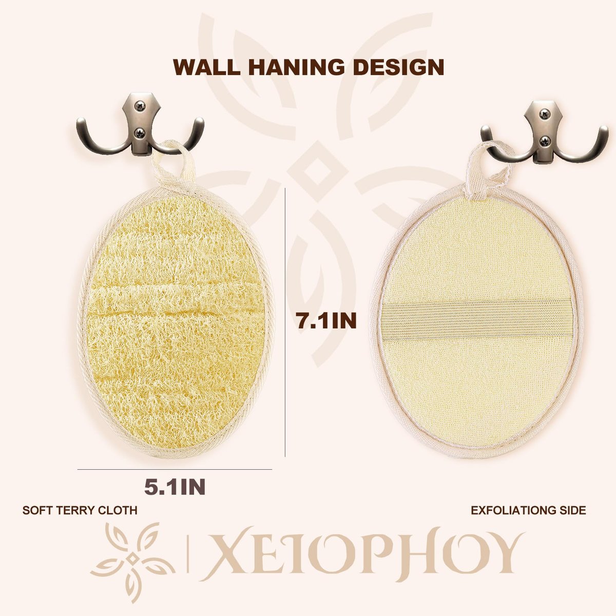 Xeiophoy 2-Pack Natural Loofah Exfoliating Body Scrubber for Bath – Premium Shower Sponge for Women and Men - görsel 3