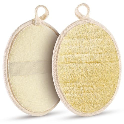 Xeiophoy 2-Pack Natural Loofah Exfoliating Body Scrubber for Bath – Premium Shower Sponge for Women and Men