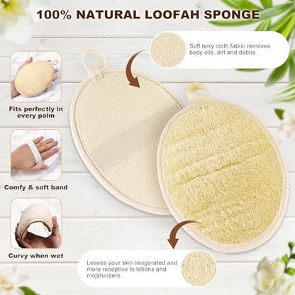 Xeiophoy 2-Pack Natural Loofah Exfoliating Body Scrubber for Bath – Premium Shower Sponge for Women and Men