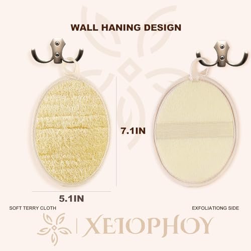 Xeiophoy 2-Pack Natural Loofah Exfoliating Body Scrubber for Bath – Premium Shower Sponge for Women and Men - görsel 4