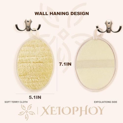 Xeiophoy 2-Pack Natural Loofah Exfoliating Body Scrubber for Bath – Premium Shower Sponge for Women and Men