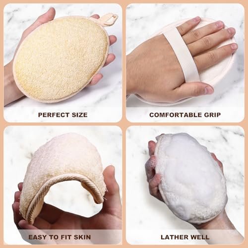Xeiophoy 2-Pack Natural Loofah Exfoliating Body Scrubber for Bath – Premium Shower Sponge for Women and Men - görsel 16