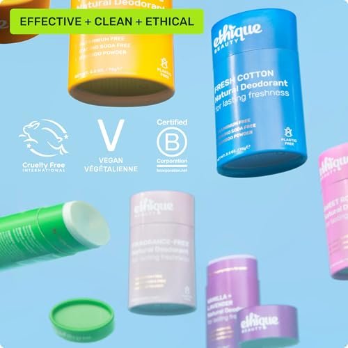 Ethique Minimalist Unscented Deodorant Stick for Men & Women - Natural Aluminum-Free, Plastic-Free, Vegan, Cruelty-Free, Eco-Friendly, 2.47 oz Avelisse
