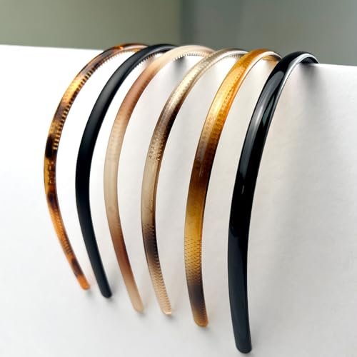 Kootinn 6-Pack Multi-Color Plastic Skinny Headbands with Teeth Comb for Women and Girls - görsel 4