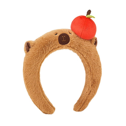 SANGXIU Teens Cartoon Capybara Shape Headband - Adult Plush Headpiece for Makeup, Washing Face, Sports - Anti Hair Slip (Fried Hair, 50-60cm)