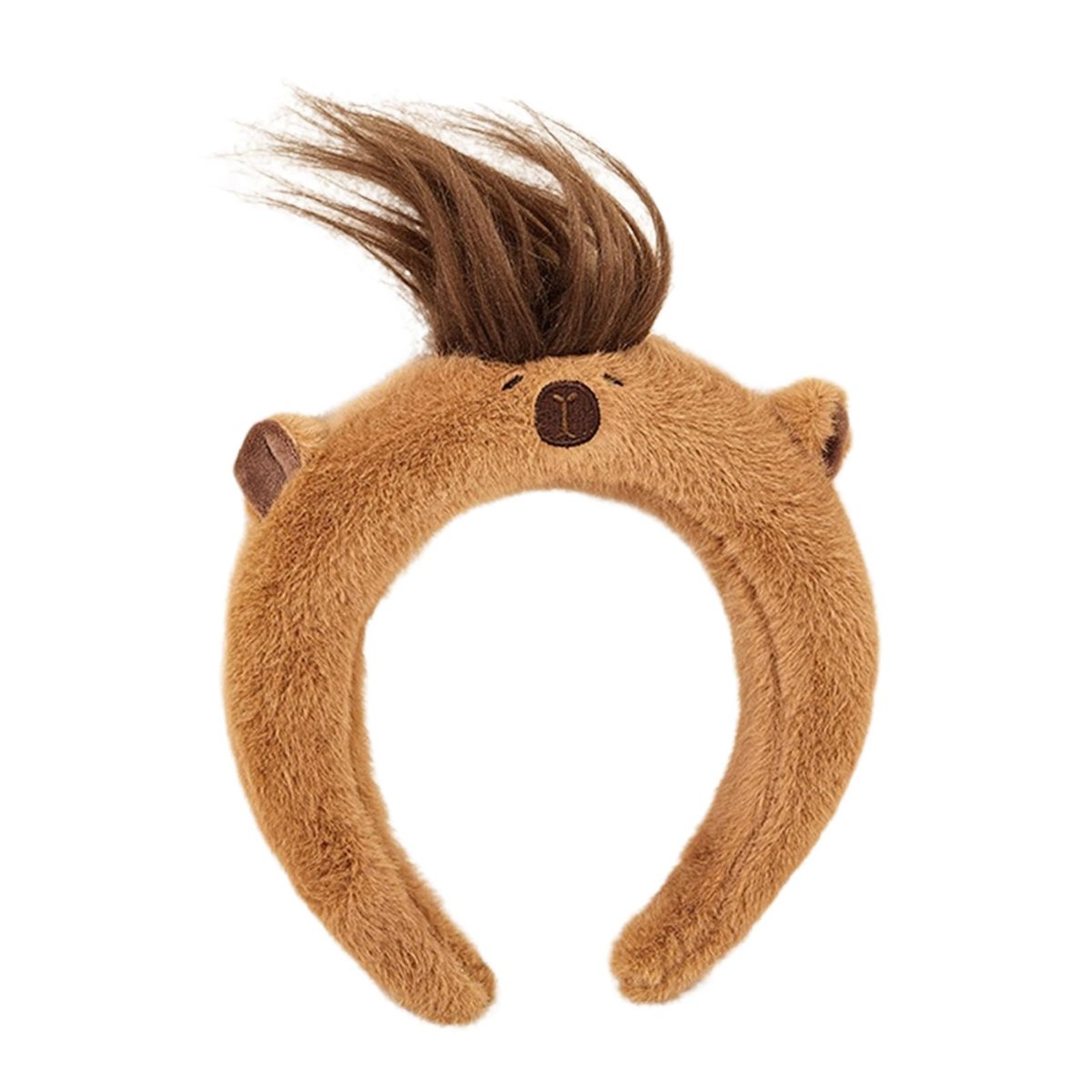 SANGXIU Teens Cartoon Capybara Shape Headband - Adult Plush Headpiece for Makeup, Washing Face, Sports - Anti Hair Slip (Fried Hair, 50-60cm) - görsel 1