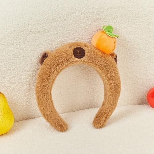 SANGXIU Teens Cartoon Capybara Shape Headband - Adult Plush Headpiece for Makeup, Washing Face, Sports - Anti Hair Slip (Fried Hair, 50-60cm) - görsel 10