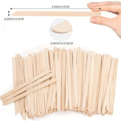 1000pcs Natural Birch Wood Wax Sticks – Eyebrow Waxing & Craft Popsicle Sticks, 4.3 Inches