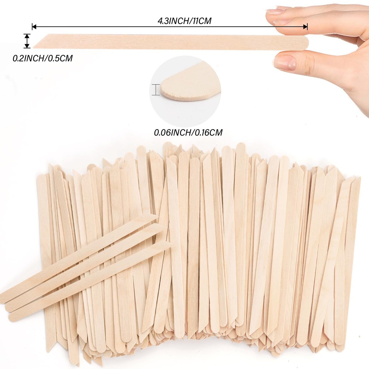 1000pcs Natural Birch Wood Wax Sticks – Eyebrow Waxing & Craft Popsicle Sticks, 4.3 Inches - görsel 3