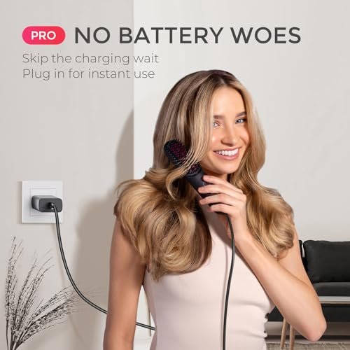 TYMO Porta PRO Cordless Hair Straightener Brush - Portable Ionic Hot Comb for Travel, Lightweight & Fast Charging, Black Avelisse