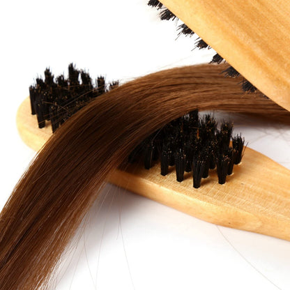 Chazcool Double Sided Bristle Hair Brush - Wooden Hair Straightening Brush for Smoothing and Straight Styles