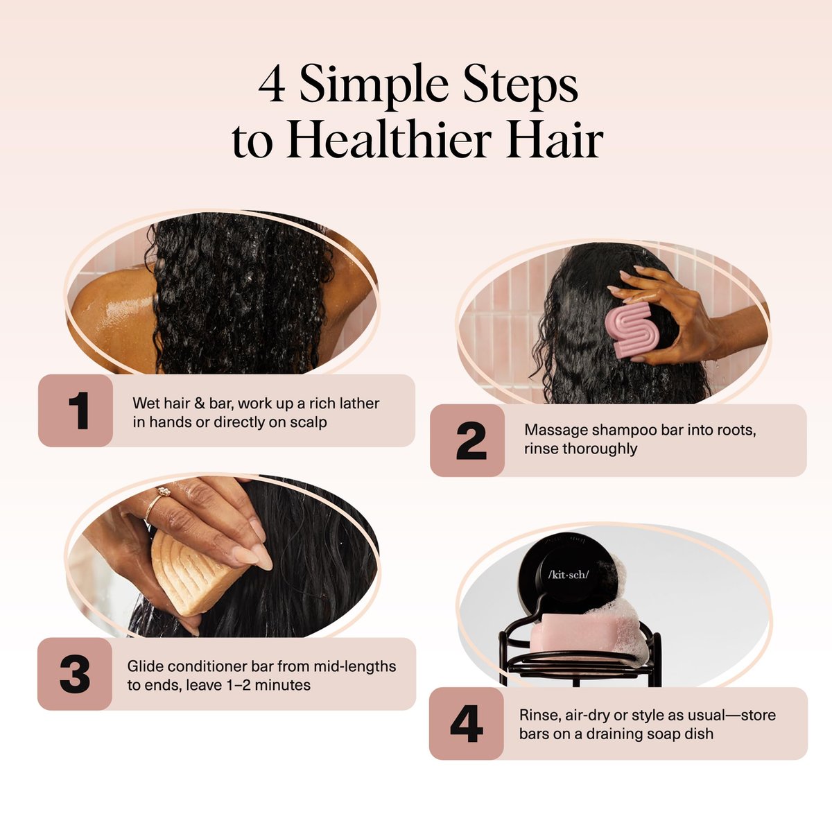Kitsch Castor Oil Shampoo Bar & Coconut Oil Conditioner Bar – Nourishing Set for Dry, Damaged Hair – Hydrating & Strengthening Hair Care, 2-Piece Set Avelisse