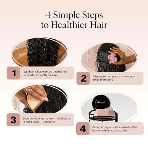 Kitsch Castor Oil Shampoo Bar & Coconut Oil Conditioner Bar – Nourishing Set for Dry, Damaged Hair – Hydrating & Strengthening Hair Care, 2-Piece Set Avelisse