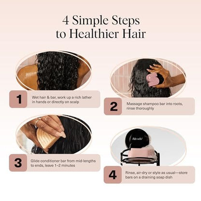 Kitsch Castor Oil Shampoo Bar & Coconut Oil Conditioner Bar – Nourishing Set for Dry, Damaged Hair – Hydrating & Strengthening Hair Care, 2-Piece Set Avelisse