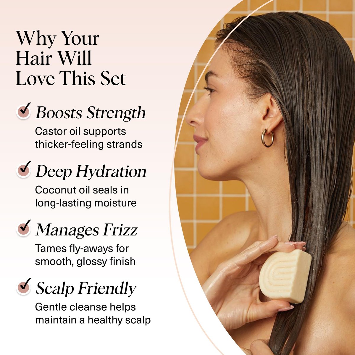 Kitsch Castor Oil Shampoo Bar & Coconut Oil Conditioner Bar – Nourishing Set for Dry, Damaged Hair – Hydrating & Strengthening Hair Care, 2-Piece Set Avelisse