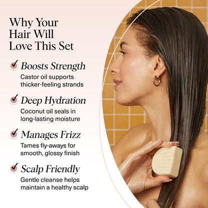 Kitsch Castor Oil Shampoo Bar & Coconut Oil Conditioner Bar – Nourishing Set for Dry, Damaged Hair – Hydrating & Strengthening Hair Care, 2-Piece Set Avelisse