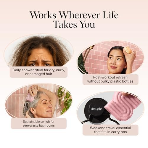 Kitsch Castor Oil Shampoo Bar & Coconut Oil Conditioner Bar – Nourishing Set for Dry, Damaged Hair – Hydrating & Strengthening Hair Care, 2-Piece Set Avelisse