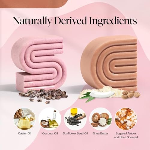 Kitsch Castor Oil Shampoo & Shea Butter Conditioner Bar Set – Hydrating & Moisturizing Shampoo and Conditioner Bars, Sulfate-Free, Paraben-Free, Silicone-Free, Made in USA – 2 Piece Set Avelisse
